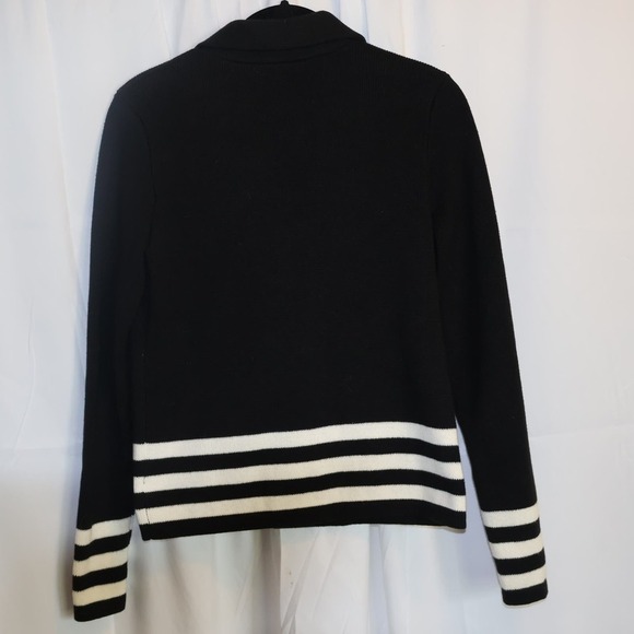 Loft Sailor Knit Jacket Black with White Stripes, One Button Front, Size XS - Picture 7 of 12